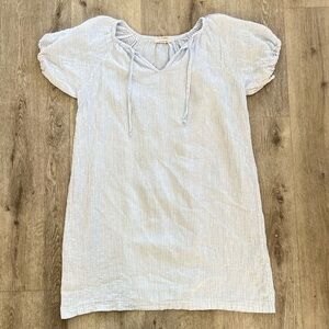 Les Coast Blue Striped Puff Sleeve Mini Dress – Size Medium​